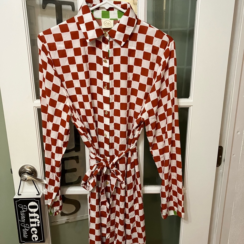 J’ da West Palm Beach Florida Boutique Tie Dress Sz 2 Front Pockets 100% Viscoe